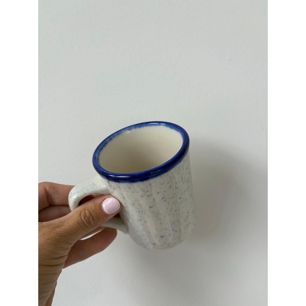 Syracuse China Coffee Mug Blue Speckled Cobalt Blue Rim Vintage Restaurant Ware
